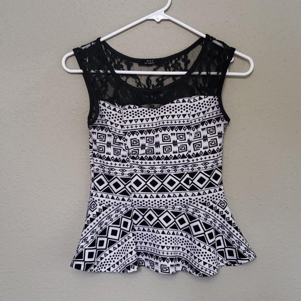 Lace and pattern tee/tank